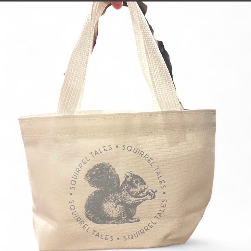 Beige Tote Bag with Squirrel Print